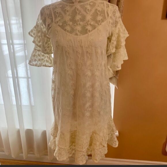 All Saints Henrietta Ruffle Dress In Vintage White - Picture 7 of 13